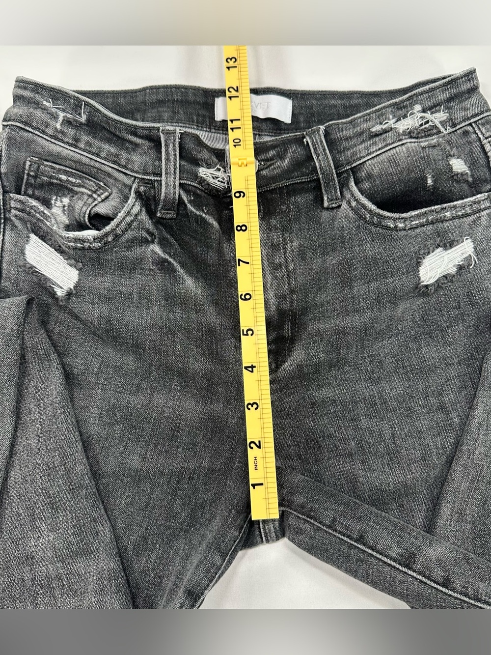 Vervet Blue Distressed Stone Wash Grey Skinny Jeans  Size 28 Stretch Moto Grunge - Picture 9 of 9